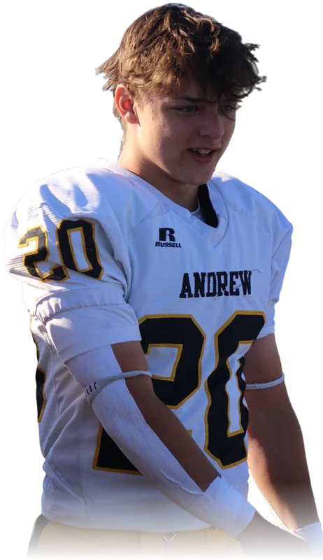 Simon Derus in his Andrew #20 jersey, helmet off